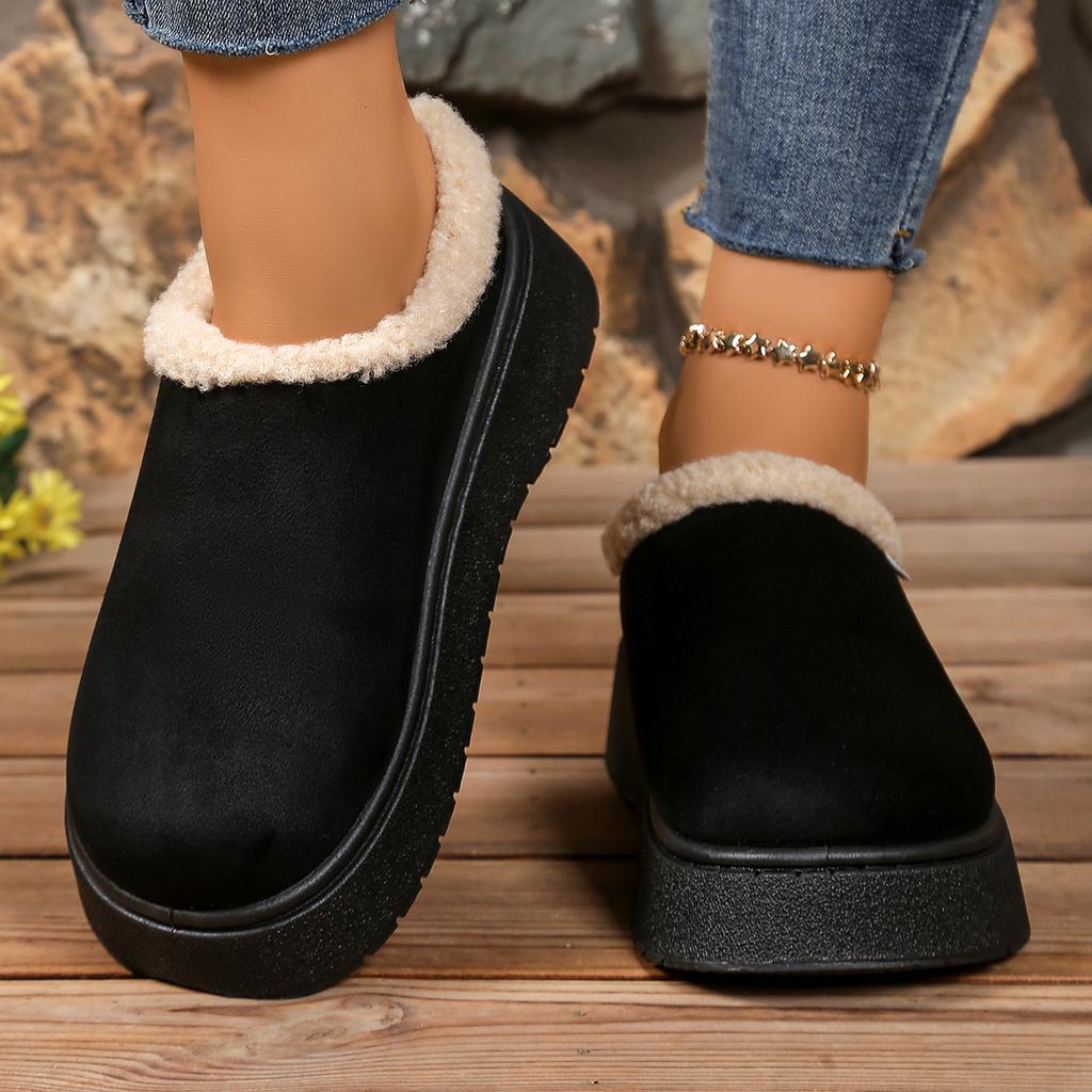 Fashion 2025 New Women Snow Boots Round Toe Slip On Soft Warm Shoes Women Winter Solid Color Platform Ankle Boots Woman Zapatos De Mujer