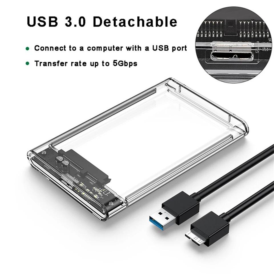 Внешний USB HDD чехол 5 Гбит/с 2,5-дюймовый прозрачный чехол для жесткого диска Корпус жесткого диска SATA HDD SSD чехол для хранения ноутбука ПК