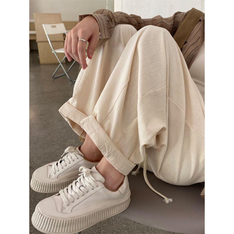 Женские свободные брюки-фонарики Off-White с высокой талией из хлопка, прошедшие дрожжевую стирку