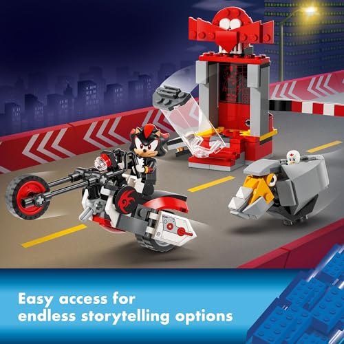 Конструктор LEGO Соник Хеджихог и Шэдоу Хеджихог Побег, Игрушечный мотоцикл, Фигурка персонажа видеоигры, Игрушка Соник для детей, Подарок геймеру, Возраст 8+, 76