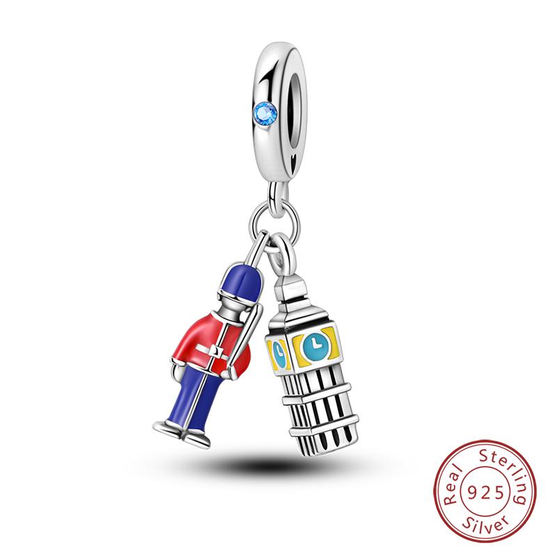925 Silver Famous Attractions Eiffel Tower Church Luminous Charms Pendants Fit Qikaola Original Bracelets DIY Jewelry
