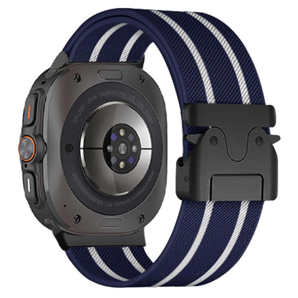 For Samsung Galaxy Watch Ultra 47mm Watch Band Stripe Design Parachute Buckle Nylon Strap
