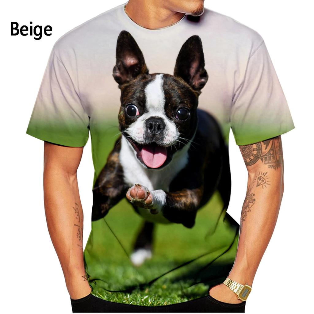 Летний топ с круглым вырезом и принтом в виде 3D животных и собак, модные повседневные футболки с короткими рукавами для мужчин
