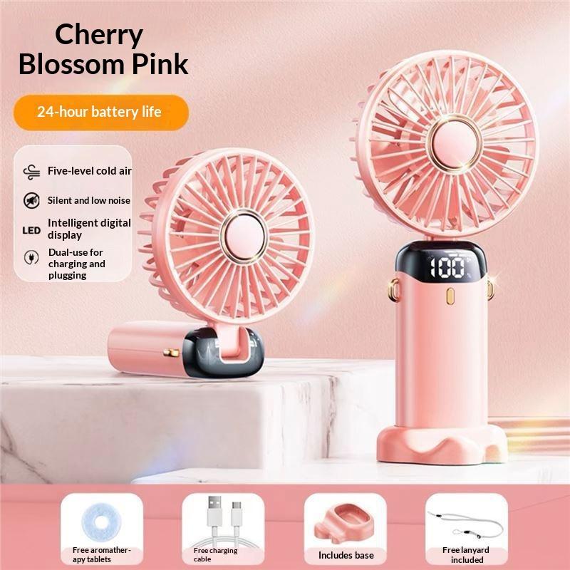 Портативный ручной вентилятор с USB-зарядкой – Милый пластиковый дизайн, Двойное использование (Ручной/Настольный), Летний охлаждающий вентилятор для детей и взрослых
