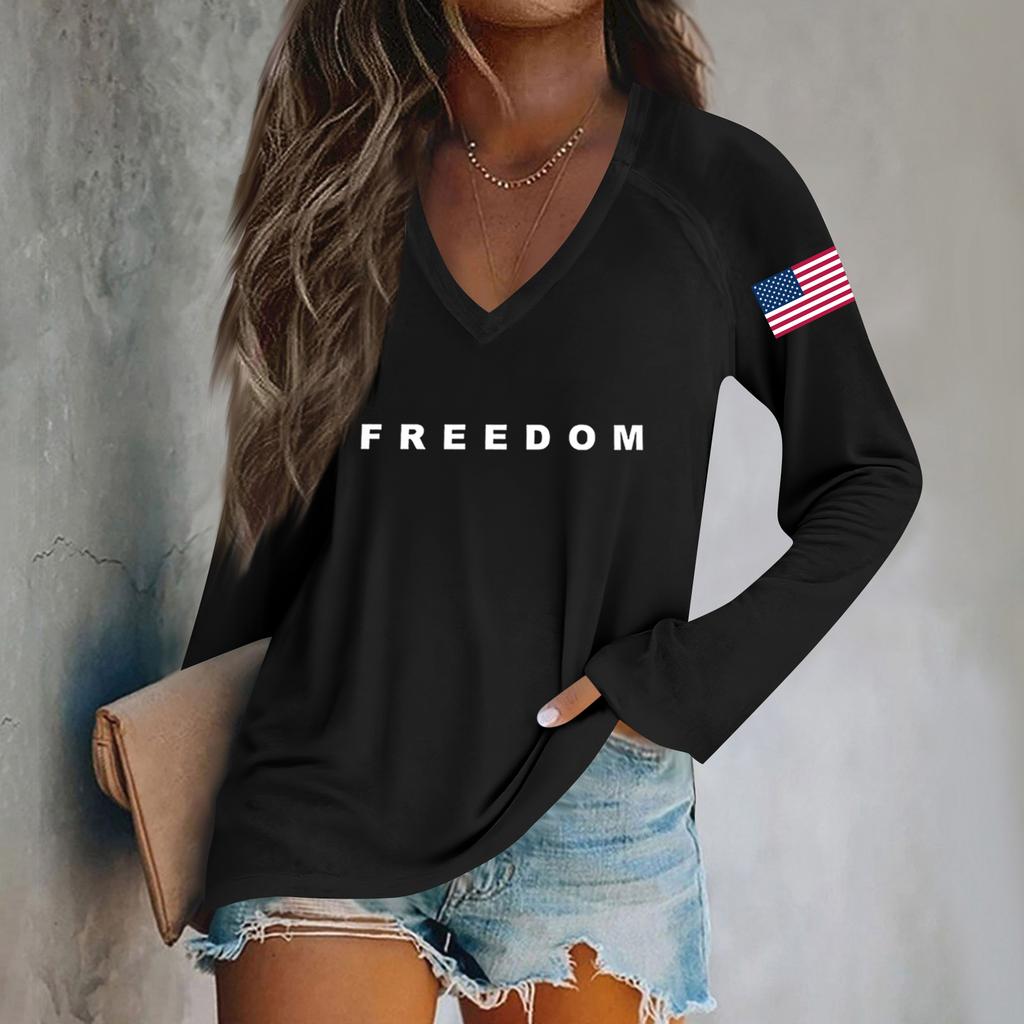 Women's Fashion Casual Long Sleeve Halloween Printed V-Neck Top