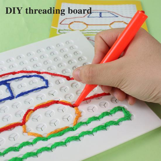 1 комплект детской обучающей доски для продевания ниток, тренировка мелкой моторики, фокусировки, шаблон