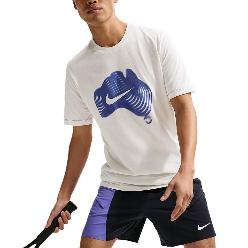 Nike Мужской теннисный пуловер Court Dri-FIT, вязаный, с круглым вырезом, короткий рукав, быстросохнущая футболка, топ IH2088-133