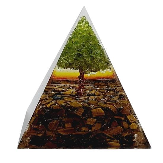 Дерево Жизни, Перидот и Кристалл Тигрового Глаза, Камень Защиты Дома Пирамидальный Кристалл,