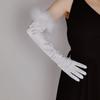 Fluffy Cuff Long Sleeve Gloves Banquet Dress Gloves Solid Color Warm Polyester Elastic Autumn Winter Driving Glove