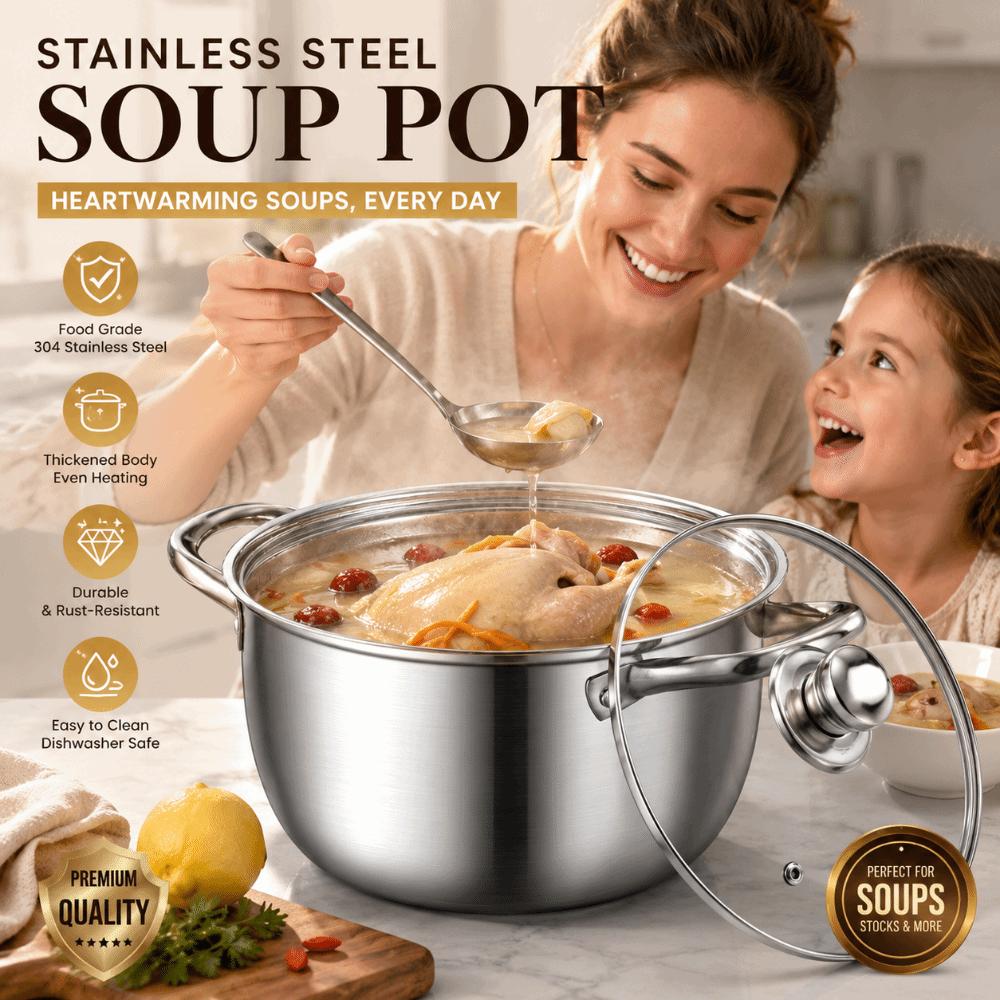 Stainless Steel Double Bottom Soup Pot Multipurpose Non Stick Stainless Steel Cookware 18/20/22/24cm with Lid