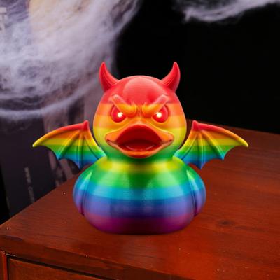 Фигурка Демонической Утки Напечатанная на 3D-принтере Утка-Дьявол с Красными Рогами Крыльями Летучей Мыши Хэллоуин Готическая Коллекционная Статуэтка Настольный Домашний Декор для Подростков Взрослых