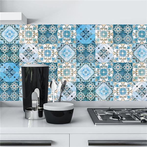 10x10/15x15/20x20/30x30cm PVC Flower Tile Tiles Decals Waterproof Wall Sticker Bathroom Sticker Kitchen Decoration