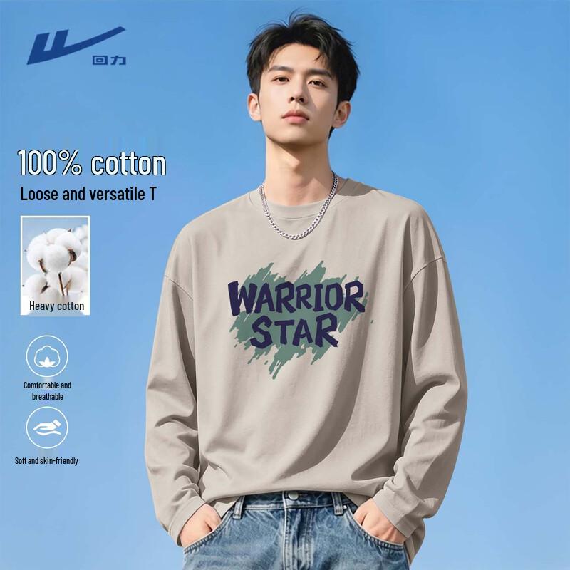 Warrior Men's Cotton Long-Sleeve Casual Crewneck T-Shirt