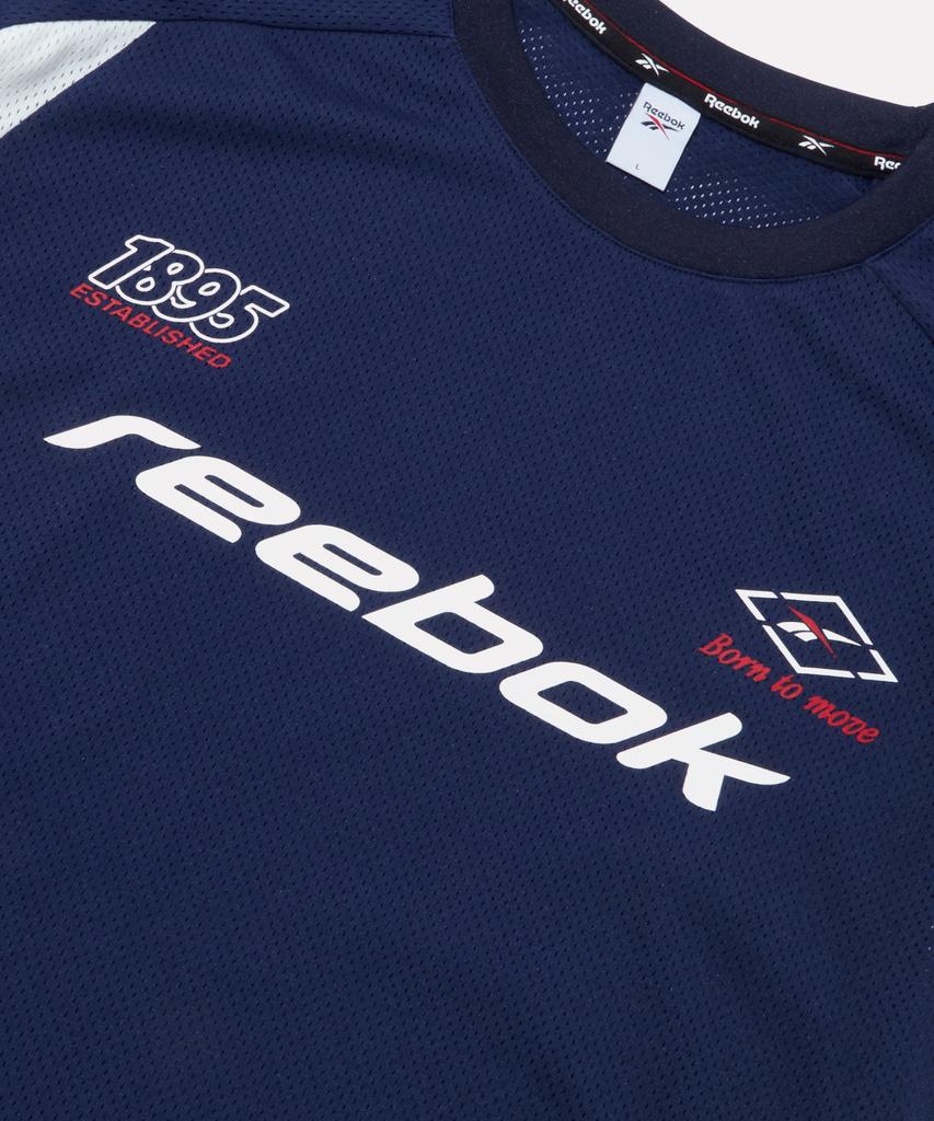 Reebok Спортивная сетчатая футболка с длинным рукавом - Темно-синяя