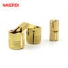 NAIERDI 4PCS 8mm Copper Barrel Hinges Cylindrical Hidden Cabinet Concealed Invisible Brass Hinges