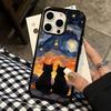 Масляная живопись Черная кошка Жесткий чехол Для iPhone 17 16 15 14 13 12 11 Pro Max Air Защитный ударопрочный Чехол-бампер
