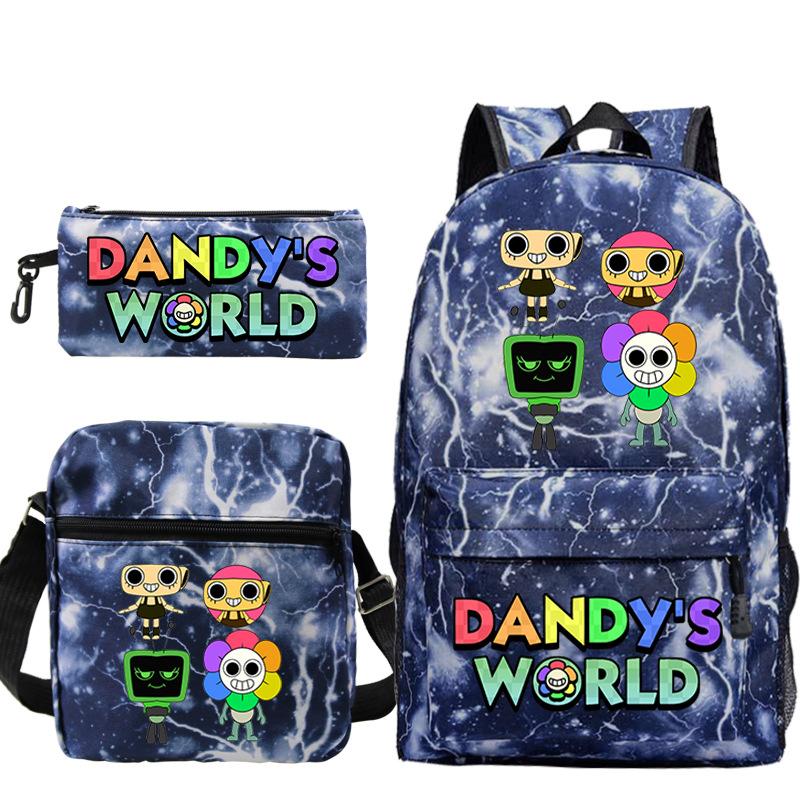 Dandy'S World Printed Fashion Children'S Pencil Case Messenger Bag Three-Piece Set Primary And Secondary School Bag
