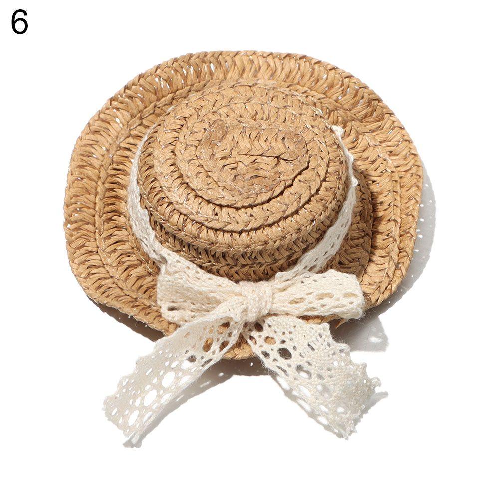 Ручная работа для куклы 1/12, кружевной бант, плетеные вручную шляпы, аксессуары для кукольной шляпы, соломенная шляпа, украшение для кукольного дома