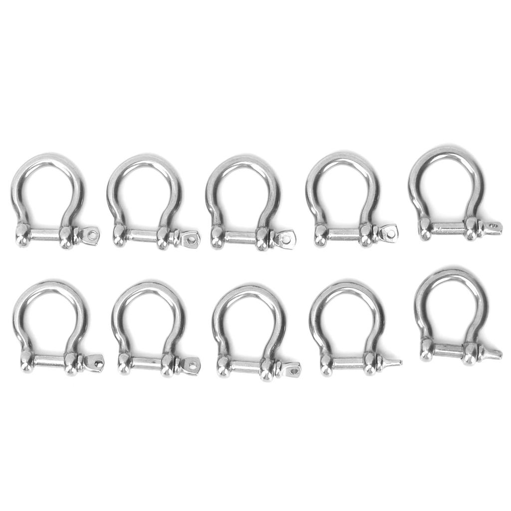 10 шт. Дужка такелажная (bow shackle) из нержавеющей стали, высокая твердость, D-образное кольцо, якорь для кемпинга, пешего туризма, активного отдыха(M4 60 кг Нагрузка )