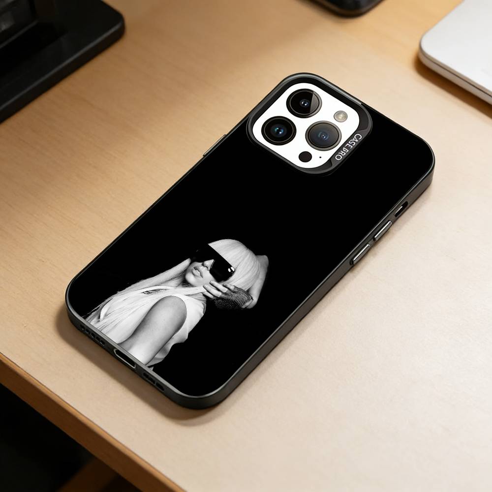 D-Талантливая певица Леди Гага Чехол для телефона для iPhone 17,16,15,14,13,12,11 Plus,Pro Max,XS,Красочный Серебристо-Черный Чехол