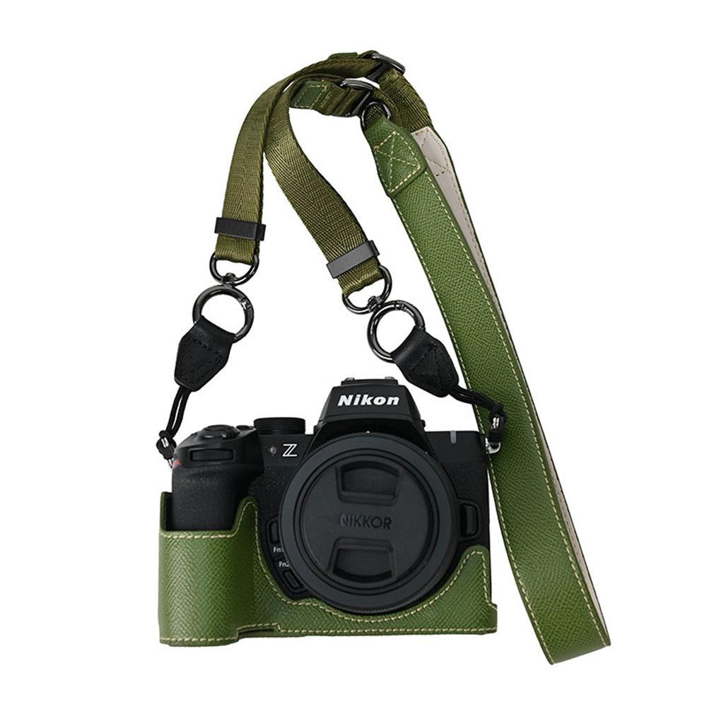 Z50II Palm Print PU Leather Camera Half Body Case for Nikon Z50II Battery Opening Bottom Cover With Neck Strap