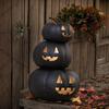Black Stacked Plastic Pumpkins Towel Artificial Fake Halloween Decoration Paint Pumpkins For Porch Table Kitchen