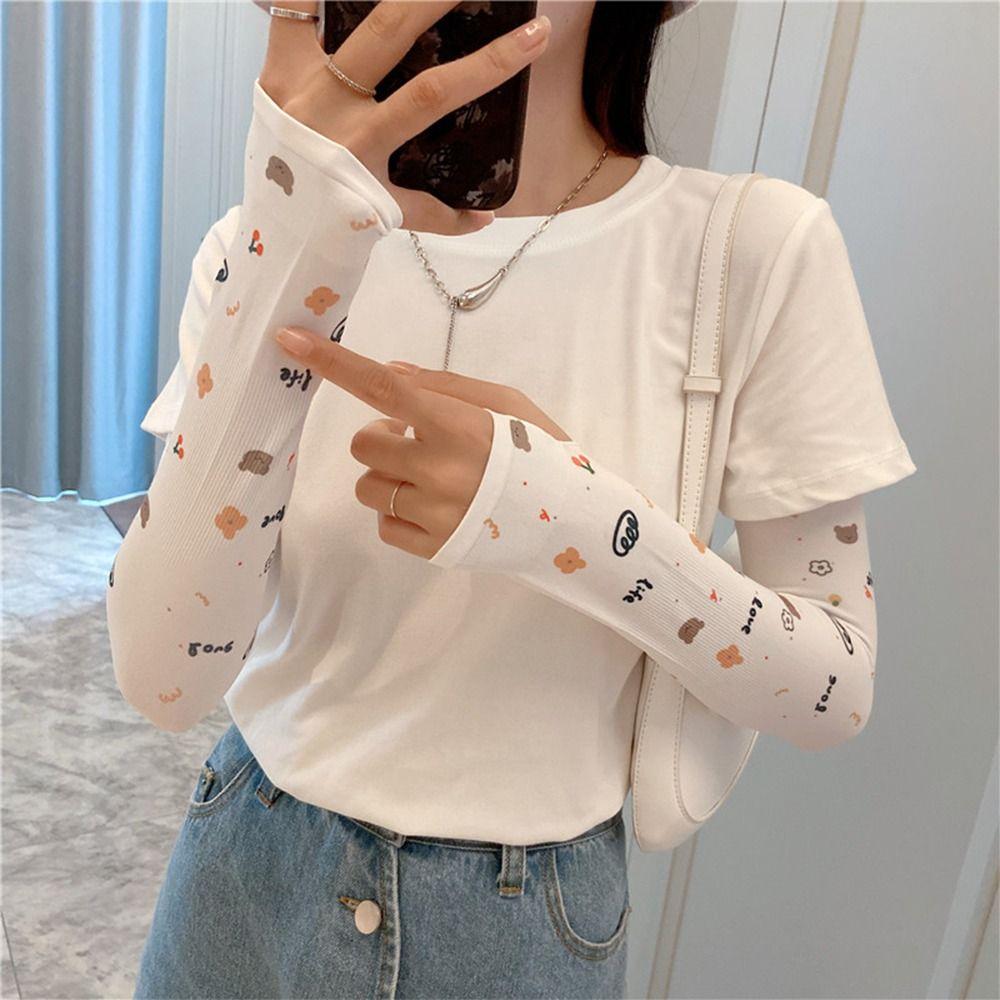 Защита рук от УФ-лучей Чехол Защитные перчатки от солнца Женские Перчатки Летний рукав из ледяного шелка Нарукавники