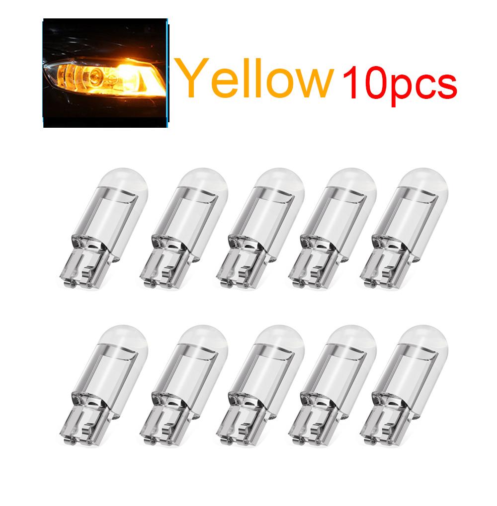 10 шт. T10 W5W COB LED Автомобильная клиновидная парковочная лампа Янтарные лампы боковой двери Подсветка приборной панели Боковой указатель поворота Smd 12V Белый Синий Красный KTY