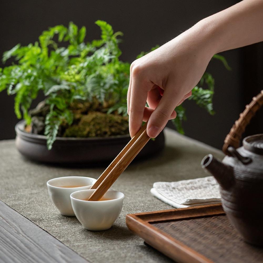 New Bamboo Wood Tea Clips Straight Durable Food Toast Salad Tongs Safe Tea Utensil Tweezer Kitchen