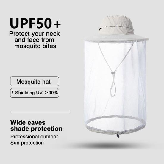Шляпа с москитной сеткой для мужчин и женщин с широкими полями, защита от солнца, панама с вуалью, защита от насекомых для рыбалки, пешего туризма