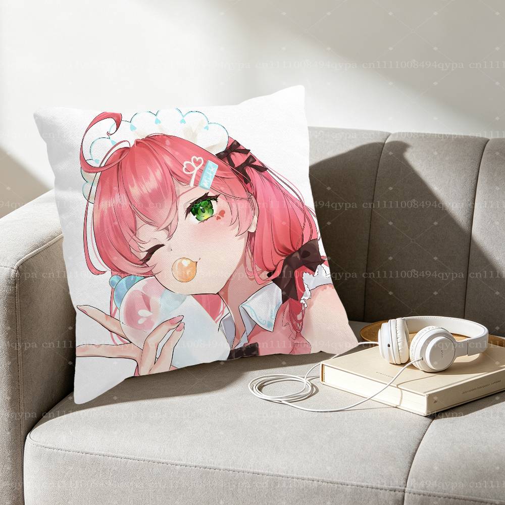 SSakura Miko Throw Pillow Cover Home Decor Art Decor Pillowcase Cushion Cover for Bed Sofa Living Room Indoor and Outdoor