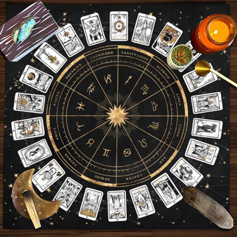 1 шт. Скатерть Таро, гадальный алтарь, скатерть с цветочным принтом, солнце и луна, подвесная ткань, гобелен, декор для вечеринки