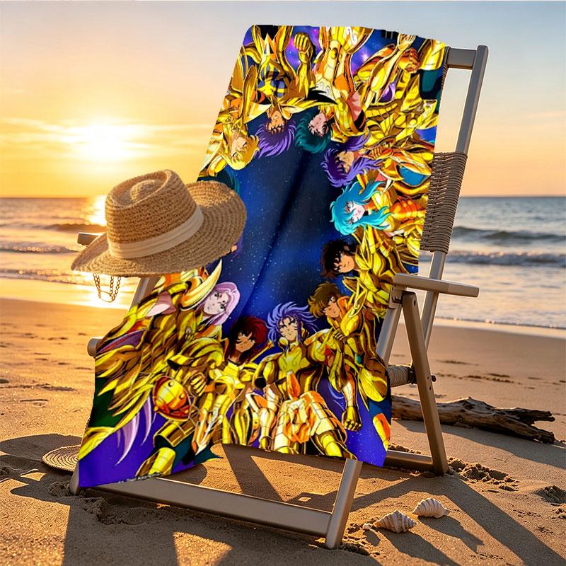 Saint Seiya Print Beach Towel Design, Soft, Lightweight. for Home Bathroom, Spa, Pool, Yoga, Surfing, Camping, Gift for Family, Friend