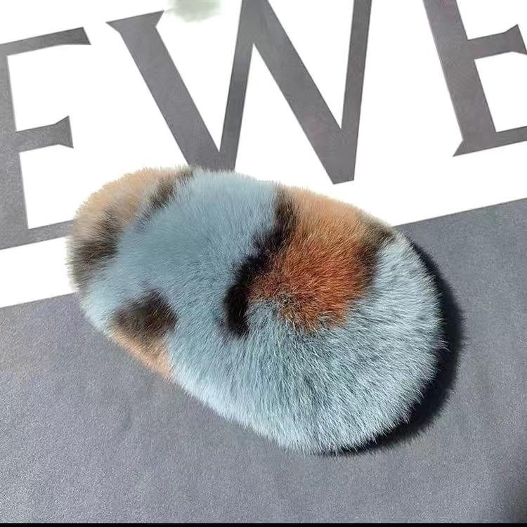 Плюшевая заколка для девочек из натурального кроличьего меха, женская заколка с челкой