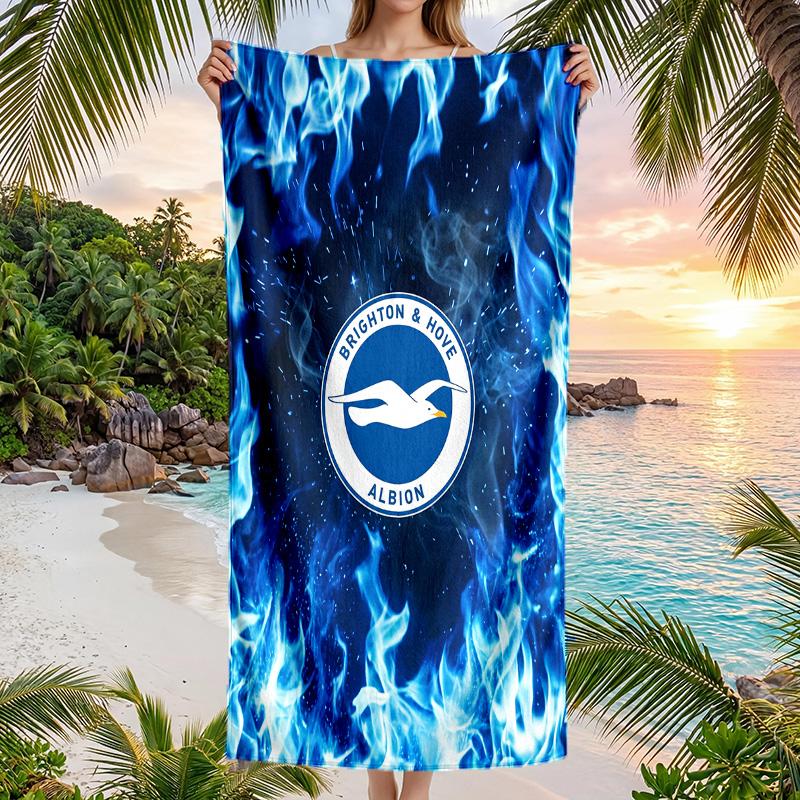 Пляжное полотенце Brighton & Hove Albion Football Мягкое из микрофибры Летнее полотенце Быстросохнущее Впитывающее полотенце для пляжа Бассейна Путешествий