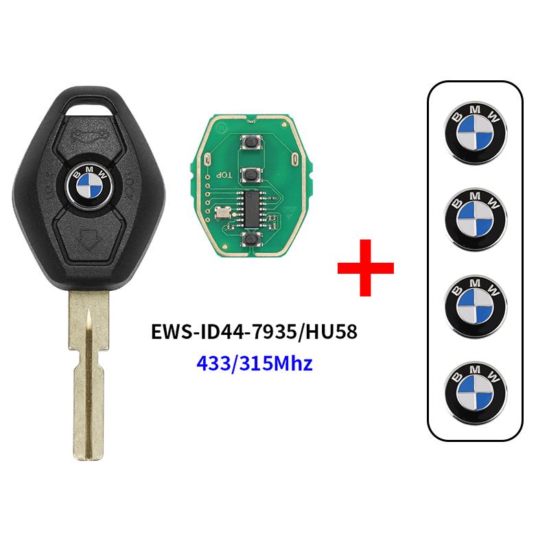 DKHN5 3 Кнопки Пульт-брелок для автомобиля BMW EWS Чип ID44 PCF7935 315/433 МГц Замена для E38 E39 E46 X5 Z3 с Необрезанным Лезвием HU92/HU58