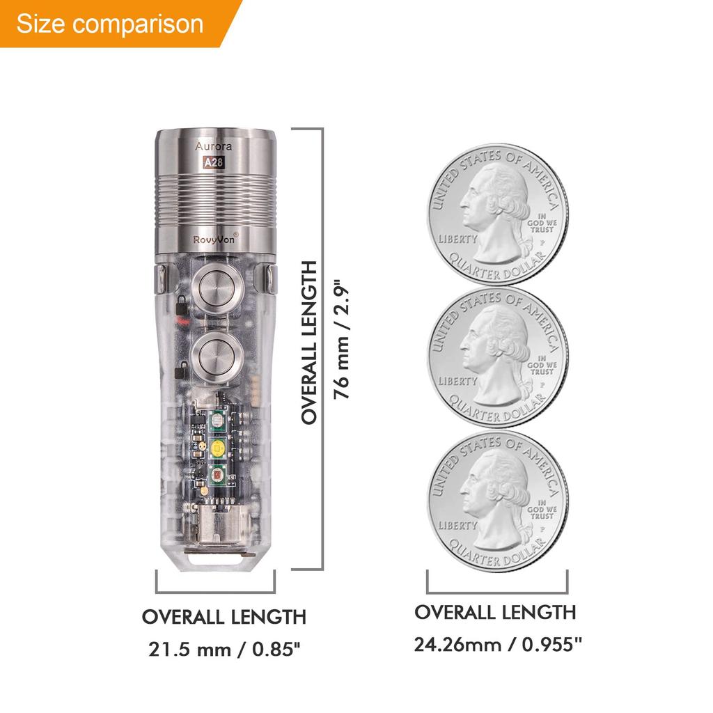 Фонарик RovyVon A28 G2 с боковым сигналом 1000 лм, перезаряжаемый, водонепроницаемый, EDC, карманный фонарик для ежедневного ношения, кемпинга, активного отдыха,