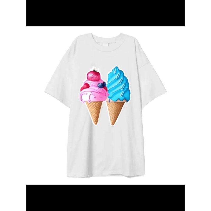 Western Style Fashion Casual Loose Print Short sleeve T-shirt Top Printed Cotton T-shirt Top