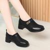 4,5 см Модные дышащие лоферы из мягкой кожи с глубоким вырезом, туфли на платформе, женские, осень 2025, туфли на среднем блочном каблуке для офиса, для мамы