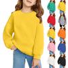 Winter Boy And Girls Round Neck Pullovers For Kids Long Sleeved T-shirt Solid Color Baby Tops