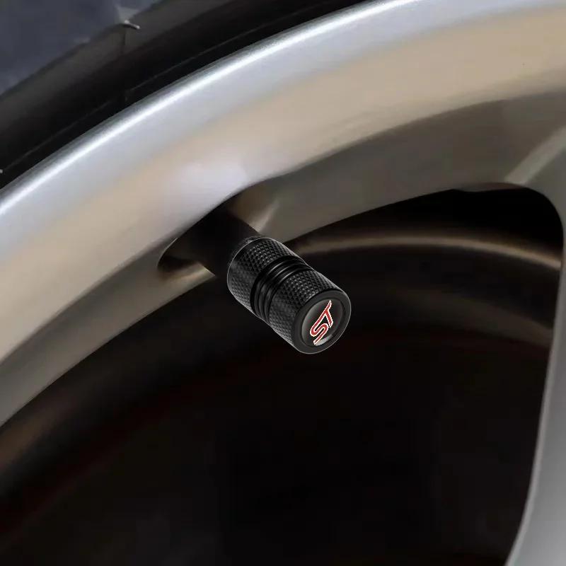 BBBV9 4Pcs/lot Car Tire Wheel Valve Caps Tyre Rim Stem Covers For Ford ST Line Focus X 2 3 Mondeo Fiesta Kuga MK2 MK3 MK4 Accessories