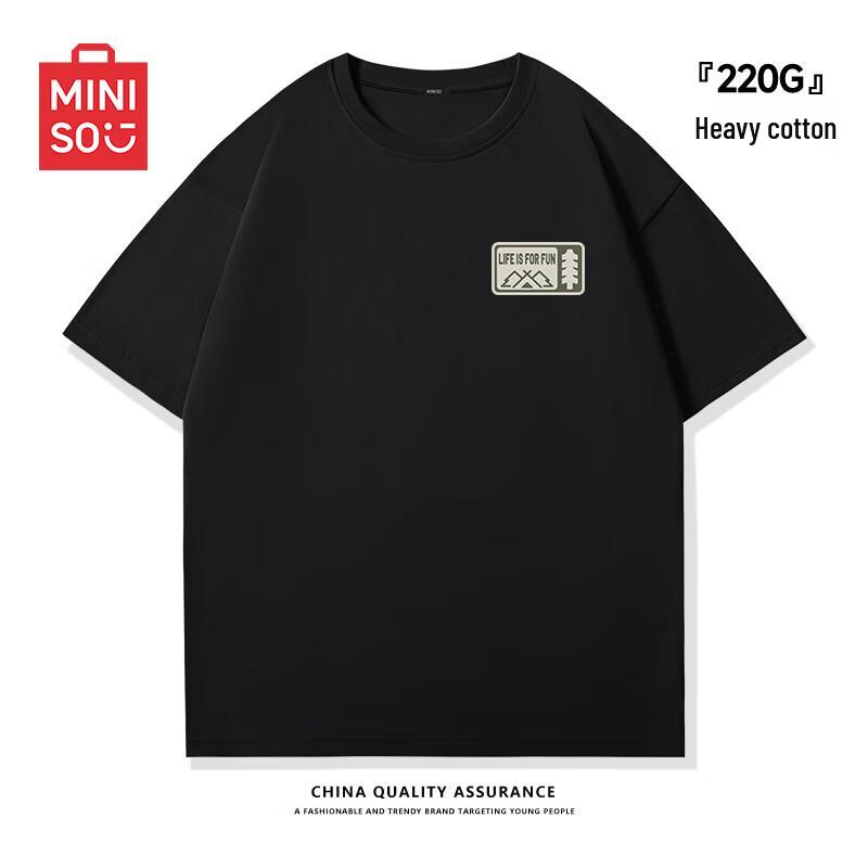MINISO Мужская летняя свободная футболка из плотного хлопка