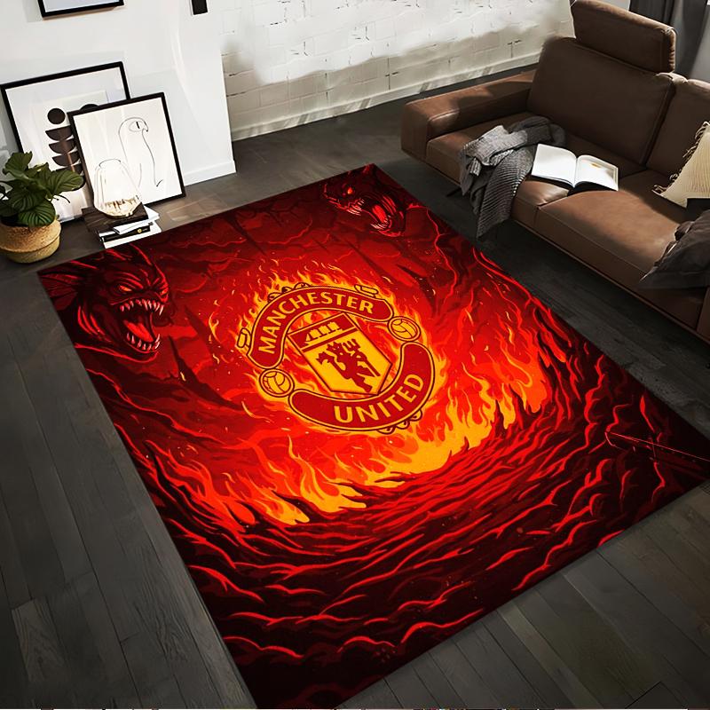 Manchester United Flames Designed floor mat, suitable as a non-slip mat for the living room or bedroom sofa