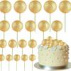 20 Pcs Mini Balloon Cake Topper Decorations with Gold Balls On Sticks - Cake Picks for Birthday, Wedding, and Party Decorations