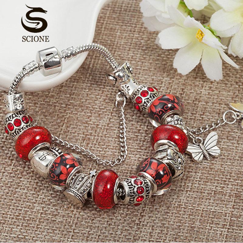 Fashion Design Butterfly Tassel Pendant Bracelet DIY Owl Money Bag Crown Big Hole Bead Bracelet