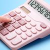 Pink Solar 12-Digit Dual Power Office Calculator for Students