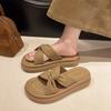 Thick-soled Crossed Slippers Women's Summer Outer Wear 2025 New Fashion High-end Skirt Beach Vacation Cool Slippers