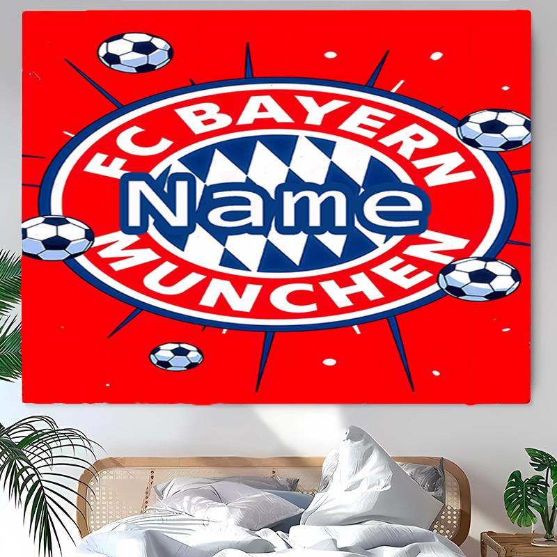 Personalized Bayern Munich Background Tapestry,Custom Name Birthday Party,Multifunctional Wall Decoration for Home Decor,Various Occasions