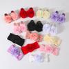 Pudcoco Baby Girl Flower Socks Soft Knitted Socks with Elastic Flower Headband for Wedding Party 0-1T