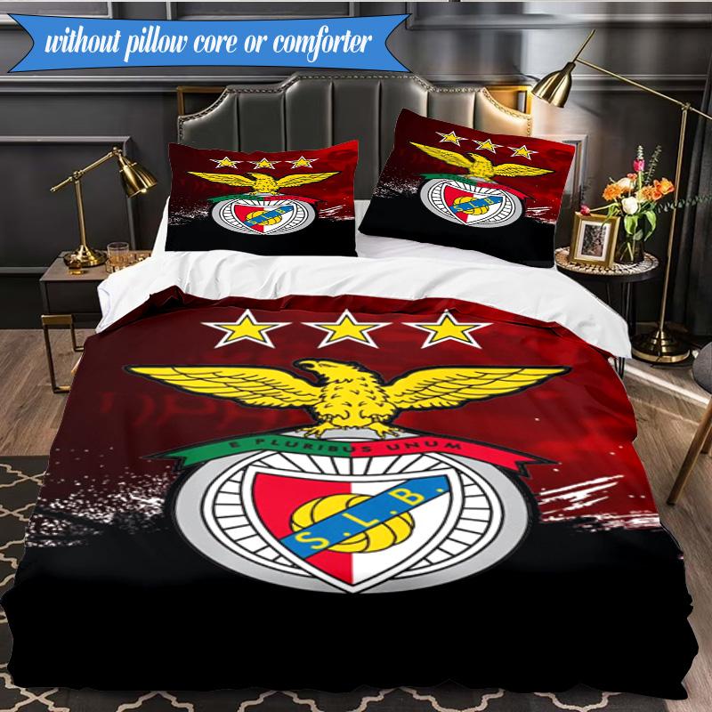 3PCS Benfica Football Club Printed Soft Bedding Set,Including 1pc Duvet Cover And 2pcs Pillowcases Perfect for Bedroom, Dormitory, Fan gift